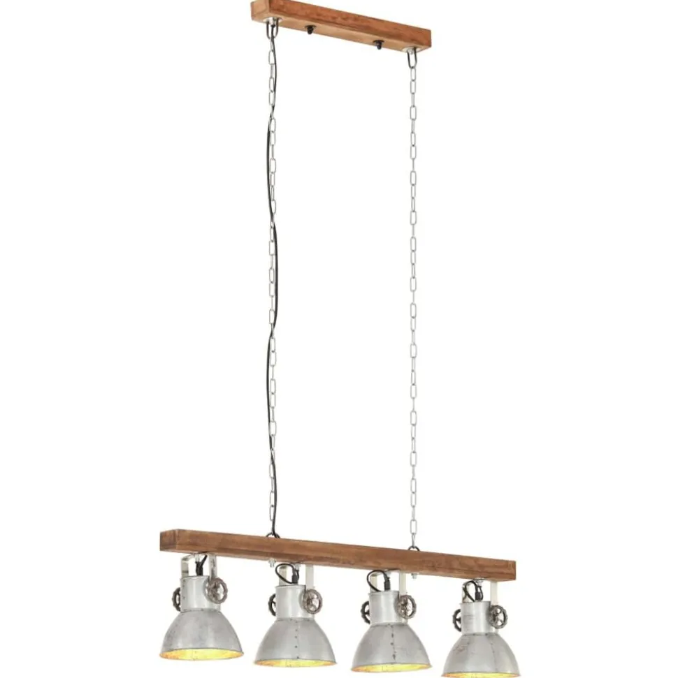 vidaXL Plafondlamp industrieel E27 mangohout zilverkleurig