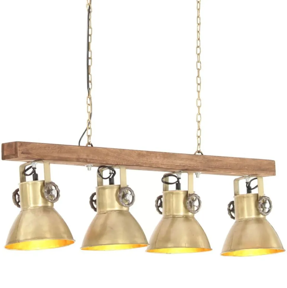 vidaXL Plafondlamp industrieel E27 mangohout messingkleurig