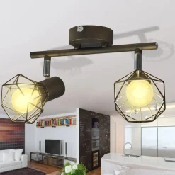 vidaXL Plafondlamp met 2 LED's industriële stijl zwart
