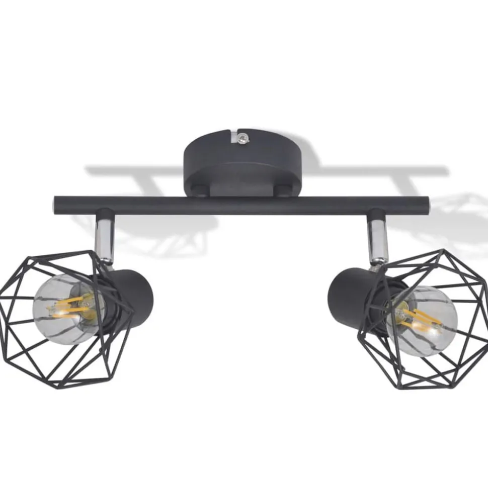 vidaXL Plafondlamp met 2 LED's industriële stijl zwart