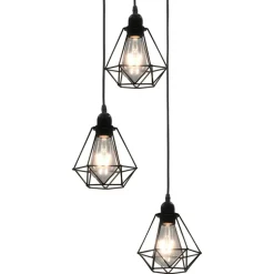 vidaXL Plafondlamp met diamantvorm 3xE27 zwart