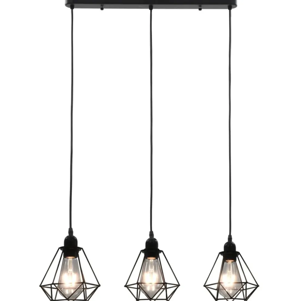 vidaXL Plafondlamp met diamantvormig 3xE27 zwart