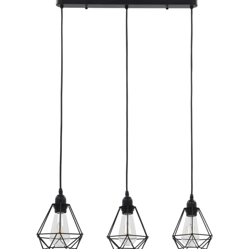 vidaXL Plafondlamp met diamantvormig 3xE27 zwart