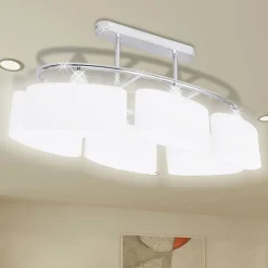 vidaXL Plafondlamp met ellipsvormige glazen kappen 2 st E14