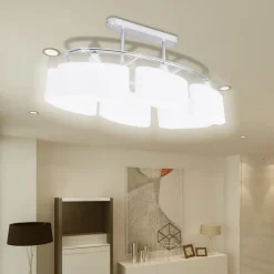 vidaXL Plafondlamp met ellipsvormige glazen kappen 4 st E14