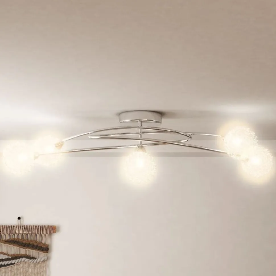 vidaXL Plafondlamp met gaasdraadkapjes 5xG9