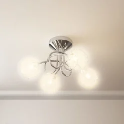 vidaXL Plafondlamp met gaasdraad kappen voor 4 x G9 LED
