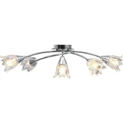 vidaXL Plafondlamp met glazen tulpvormige kappen 5xE14 transparant