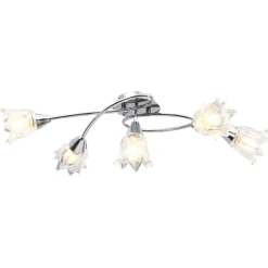 vidaXL Plafondlamp met glazen tulpvormige kappen 5xE14 transparant