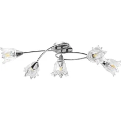 vidaXL Plafondlamp met glazen tulpvormige kappen 5xE14 transparant