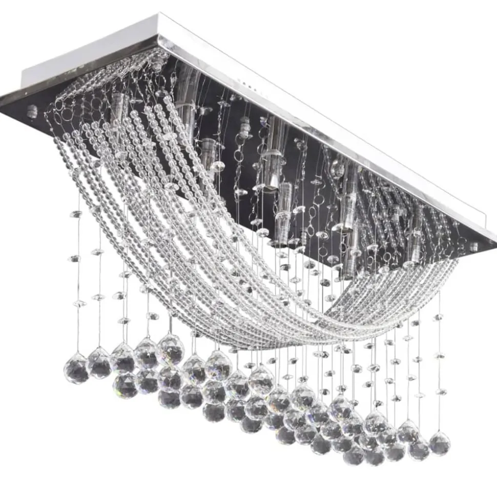 vidaXL Plafondlamp met glinsterende glas kristallen kralen 8xG9 29 cm