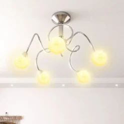 vidaXL Plafondlamp met glasbollen rond 5xG9