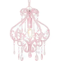 vidaXL Plafondlamp met kralen rond E14 roze