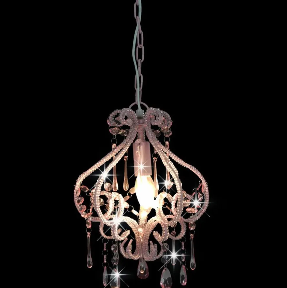 vidaXL Plafondlamp met kralen rond E14 roze