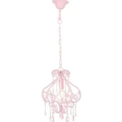 vidaXL Plafondlamp met kralen rond E14 roze