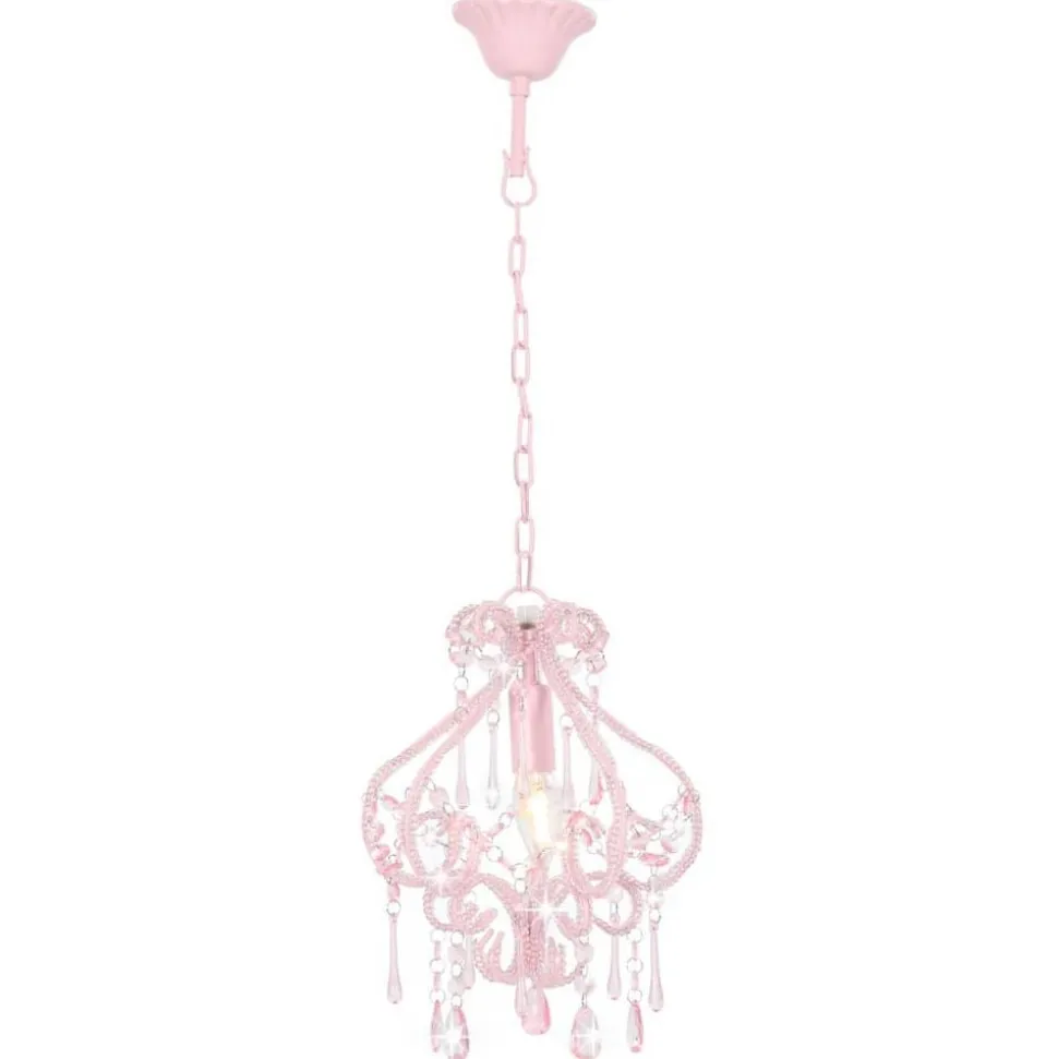 vidaXL Plafondlamp met kralen rond E14 roze
