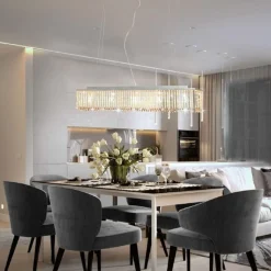 vidaXL Plafondlamp met kristallen kralen 104 cm zilverkleurig