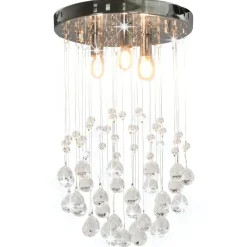 vidaXL Plafondlamp met kristallen kralen rond 3xG9 zilverkleurig