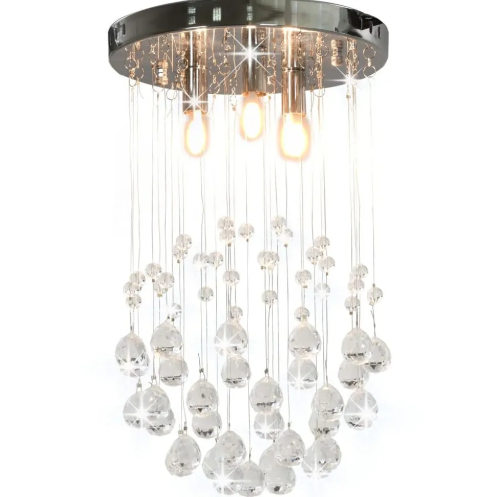 vidaXL Plafondlamp met kristallen kralen rond 3xG9 zilverkleurig
