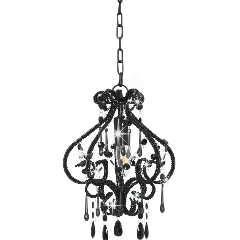 vidaXL Plafondlamp met kralen rond E14 zwart