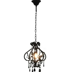 vidaXL Plafondlamp met kralen rond E14 zwart
