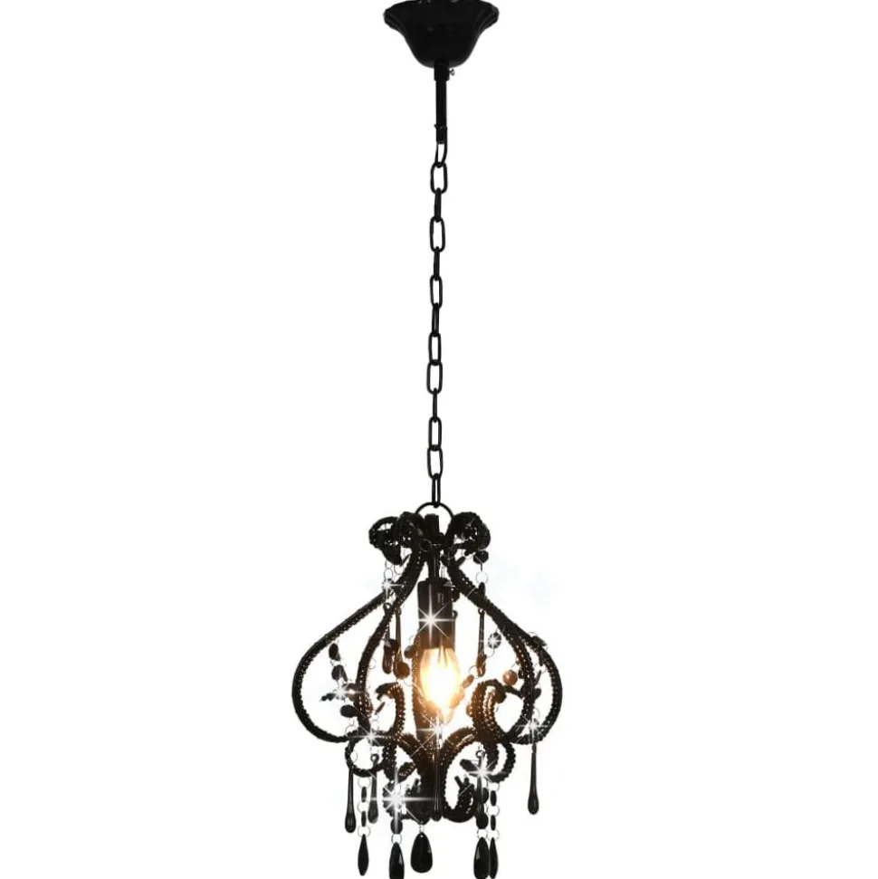 vidaXL Plafondlamp met kralen rond E14 zwart