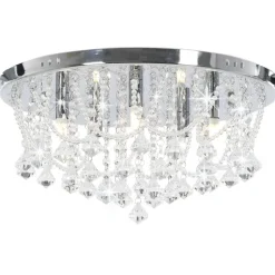 vidaXL Plafondlamp met kristallen kralen rond 4xG9 zilverkleurig