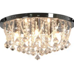 vidaXL Plafondlamp met kristallen kralen rond 4xG9 zilverkleurig