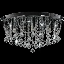 vidaXL Plafondlamp met kristallen kralen rond 4xG9 zilverkleurig
