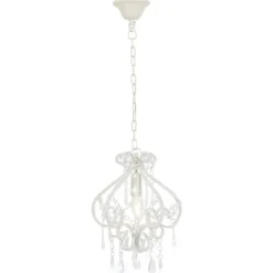 vidaXL Plafondlamp met kralen rond E14 wit