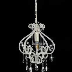 vidaXL Plafondlamp met kralen rond E14 wit