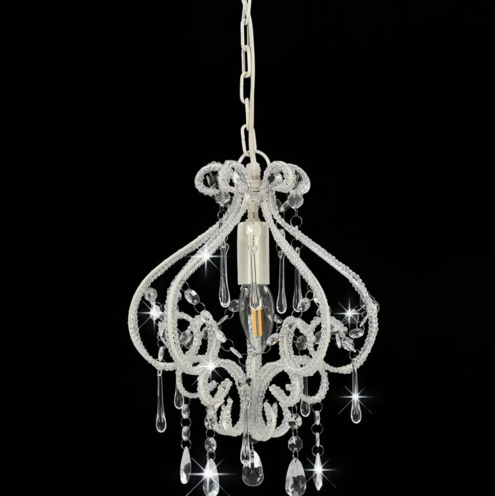vidaXL Plafondlamp met kralen rond E14 wit