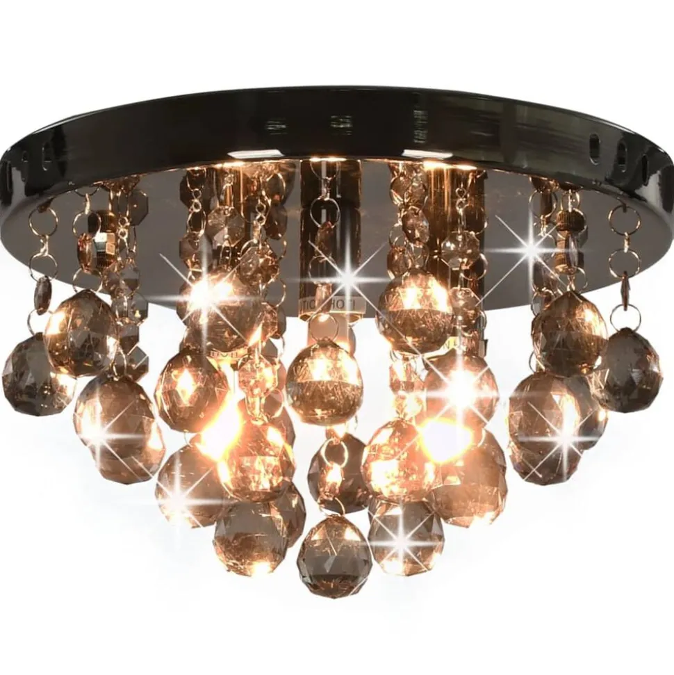 vidaXL Plafondlamp met smoky kralen rond G9 zwart