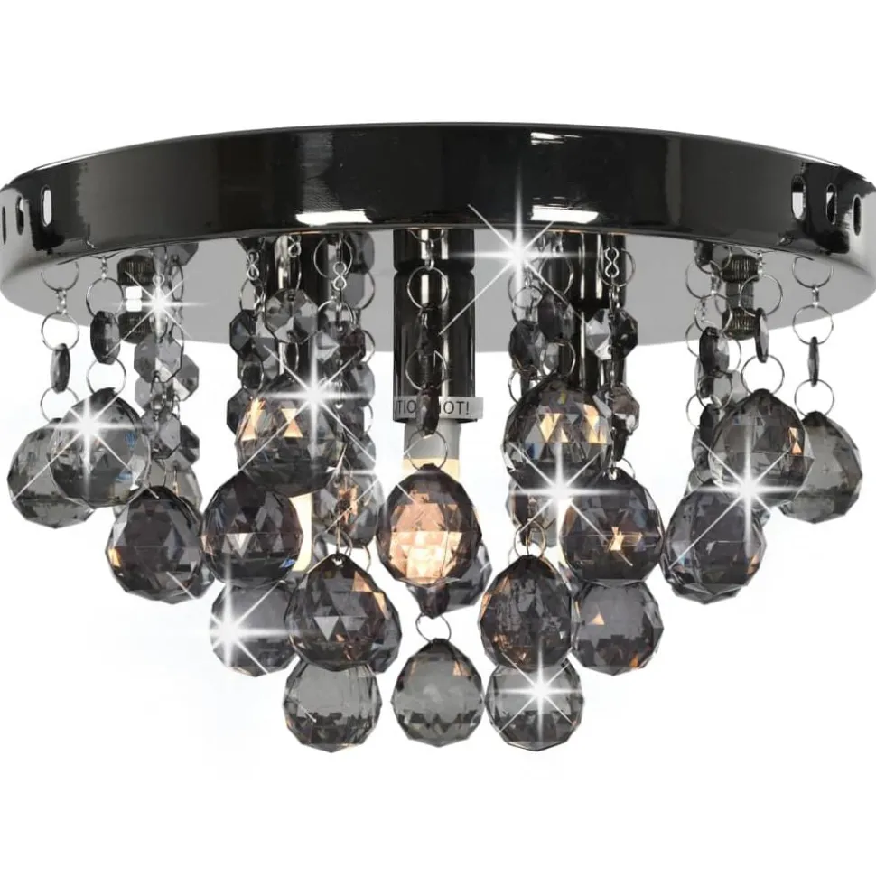 vidaXL Plafondlamp met smoky kralen rond G9 zwart