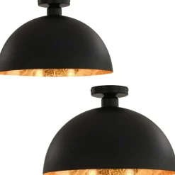 vidaXL Plafondlampen 2 st halfrond E27 zwart en goudkleurig