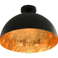 vidaXL Plafondlampen 2 st halfrond E27 zwart en goudkleurig