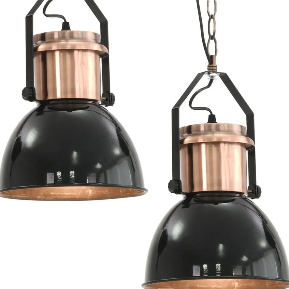 vidaXL Plafondlampen 2 st rond E27 zwart