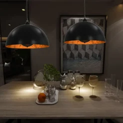 vidaXL Plafondlampen 2 st halfrond E27 40 cm zwart en goudkleurig