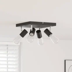 vidaXL Plafondspot met schijnwerpers Zwart 26,5 x 26 x 11,5 cm Metaal