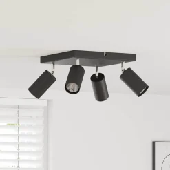 vidaXL Plafondspot met schijnwerpers Zwart 26 x 26 x 16 cm Metaal