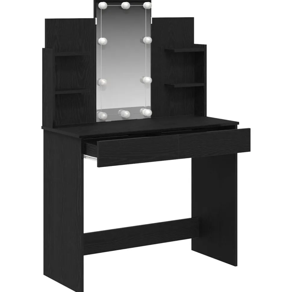 vidaXL Plafondtafel met lade Zwart Eiken 96 x 39 x 142 cm Bewerkt hout