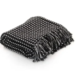 vidaXL Plaid vierkanten 125x150 cm katoen zwart