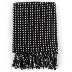 vidaXL Plaid vierkanten 125x150 cm katoen zwart
