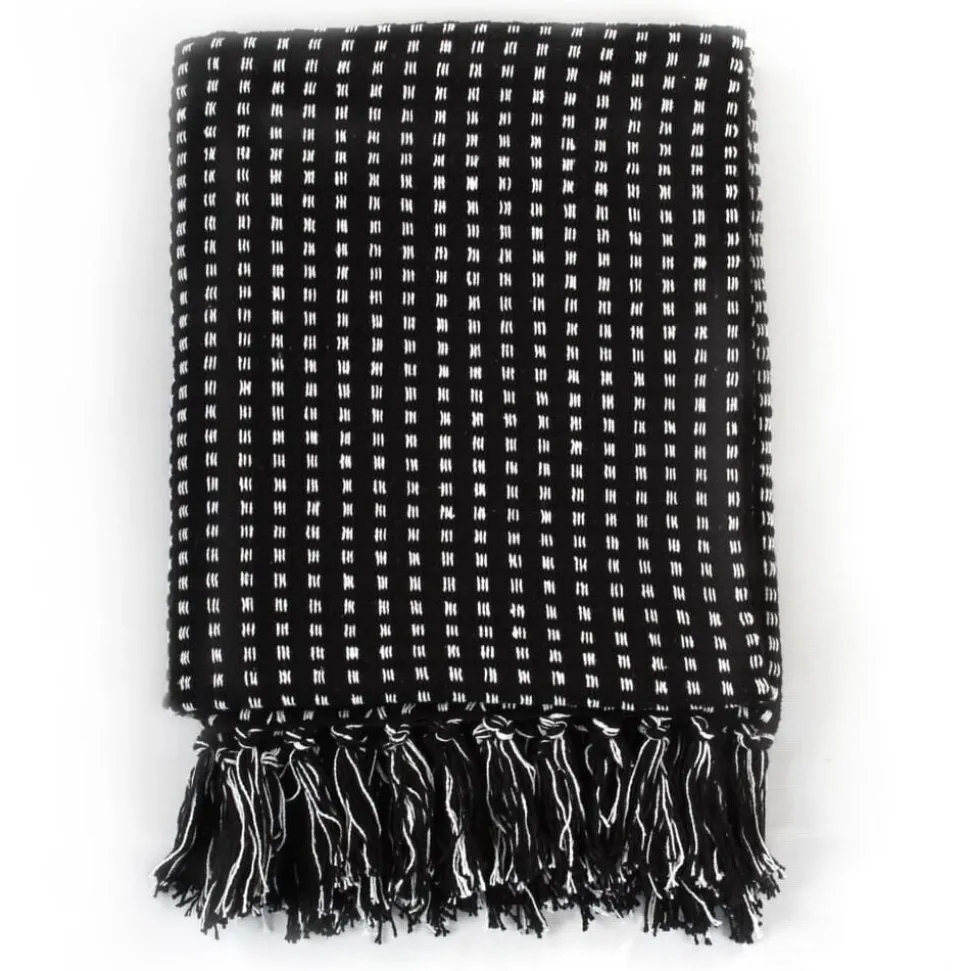 vidaXL Plaid vierkanten 125x150 cm katoen zwart