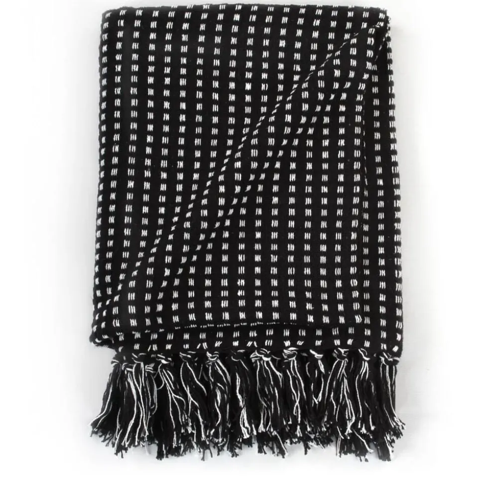 vidaXL Plaid vierkanten 125x150 cm katoen zwart