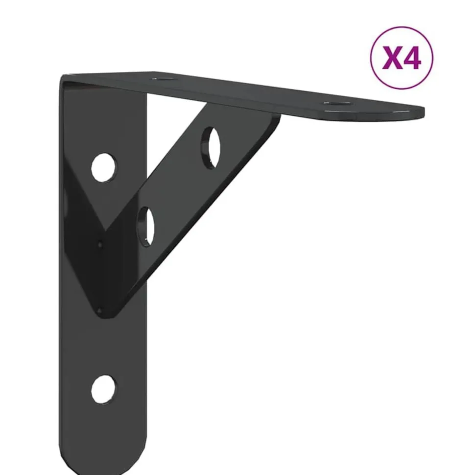 vidaXL Plankdragers 4 st 15x2,5x11,5 cm roestvrijstaal zwart