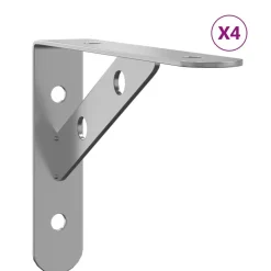 vidaXL Plankdragers 4 st 15x2,5x11,5 cm roestvrijstaal zilverkleurig