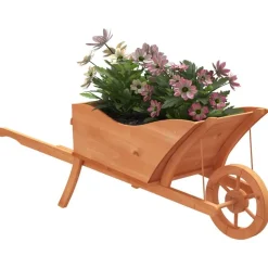 vidaXL Plantenbak kruiwagen 128x45,5x43 cm massief vurenhout