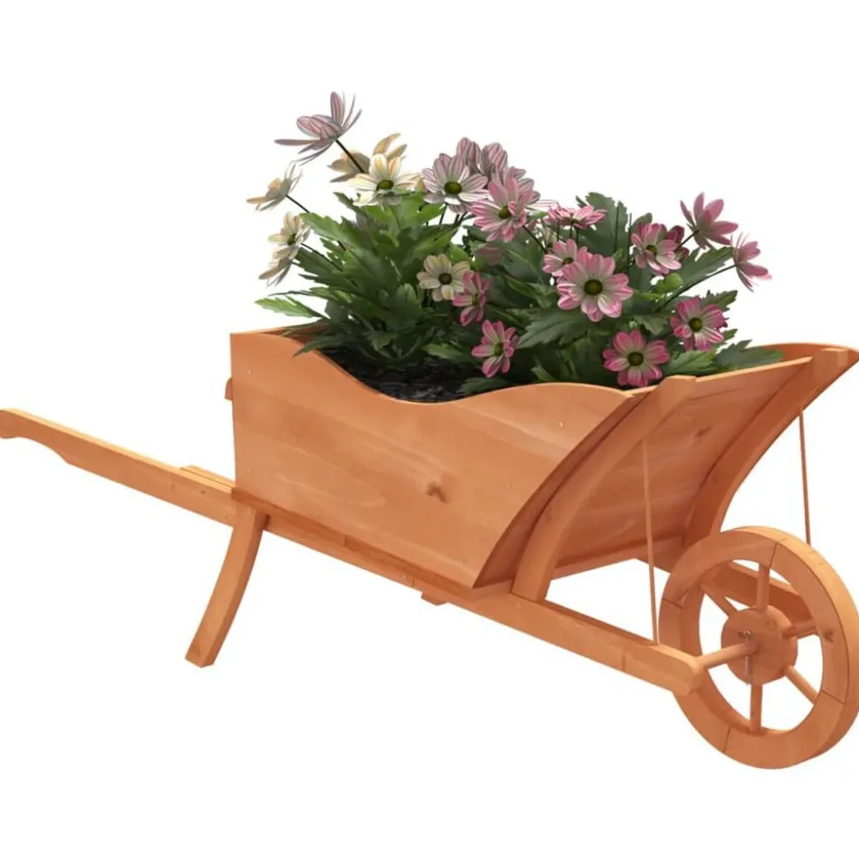 vidaXL Plantenbak kruiwagen 128x45,5x43 cm massief vurenhout