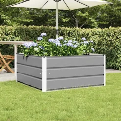 vidaXL Plantenbak Lichtgrijs 100 x 100 x 45 cm Staal